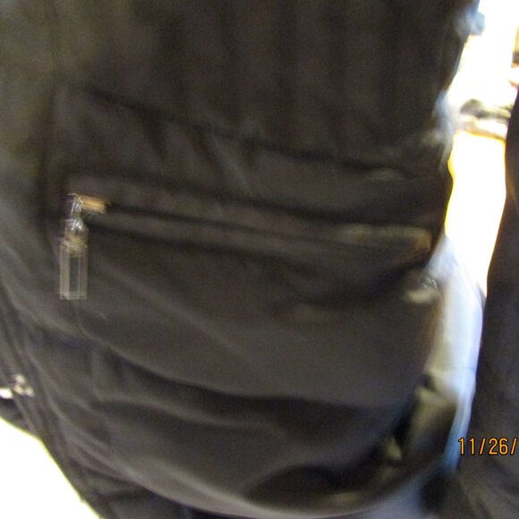 Warm long black jacket with hood - Picture 4 of 6